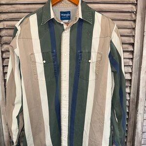 Vintage Wrangler Vertical Stripe Button-Front Shirt